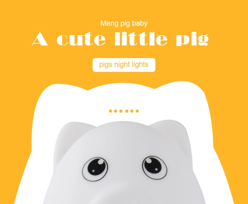 Portable Color Changing Glow Cute Pig Animal Silicone LED Night Light Lamp for Decoration