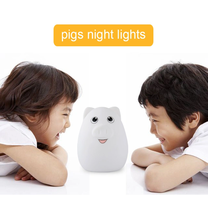 Portable Color Changing Glow Cute Pig Animal Silicone LED Night Light Lamp for Decoration