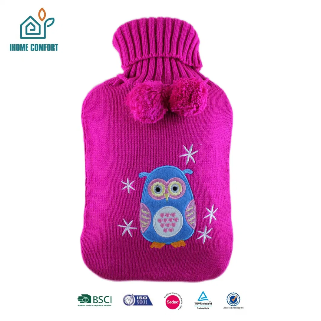 Hot Natural Rubber Water-Filling Hot-Water Bag Portable with Knitted Cover Winter Warm Washable Reusable