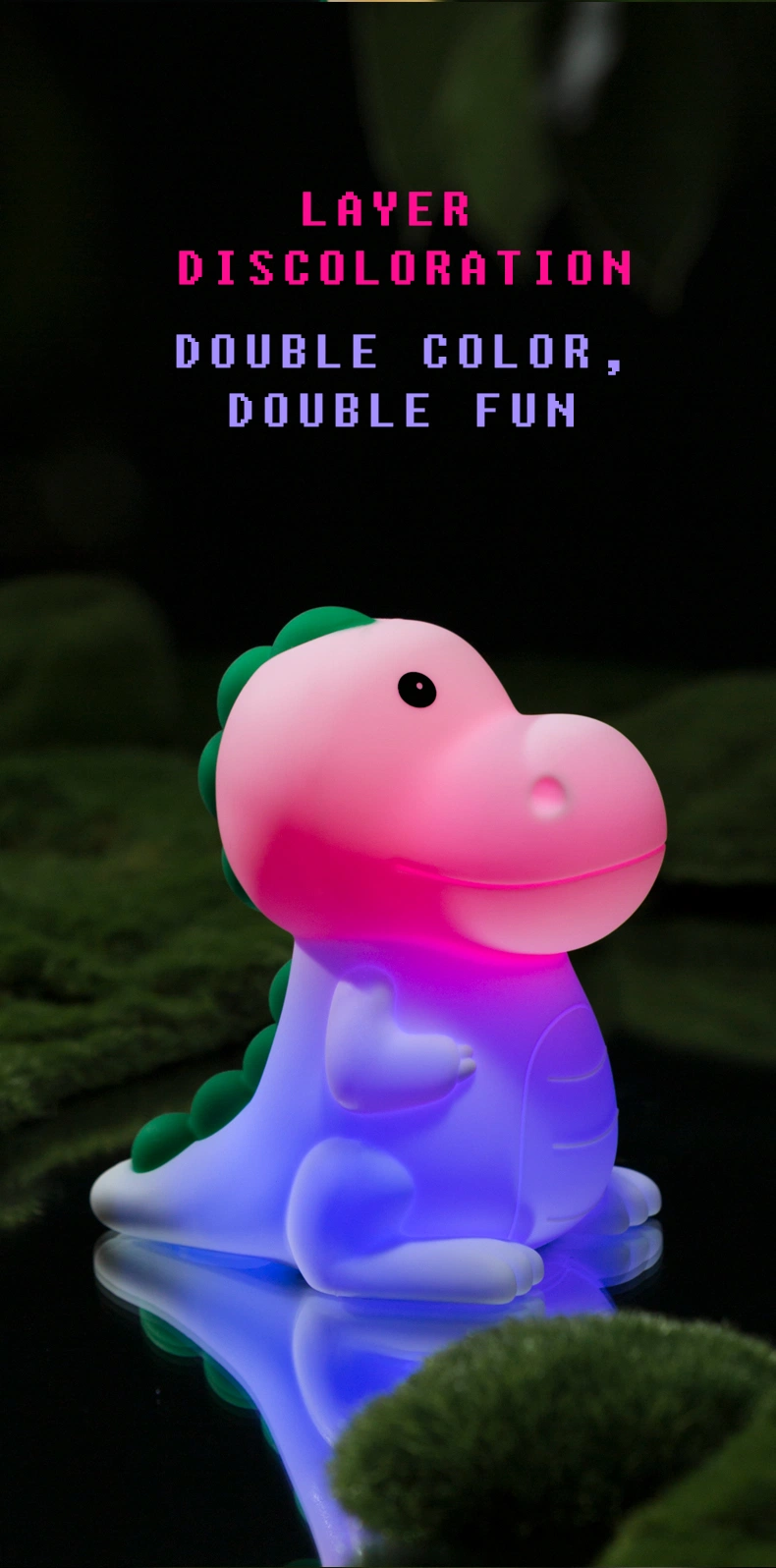 Creative Dinosaur Colorful Light Silicone Lamp Warm LED Night Light