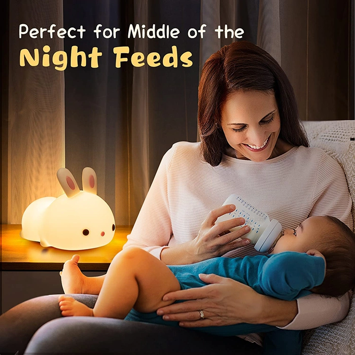 Hot Sale Cute Battery Baby Rabbit Bunny up Silicone Animal Night Light