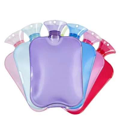 Daily Use Warm Body Colorful Transparent Thicker PVC Hot Water Bag 2 Liter with Knit Cover